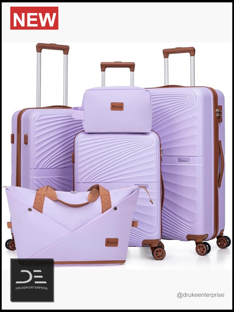 5-Piece Abs Hard Case Luggage Set With Tsa Lock Spinner Wheels